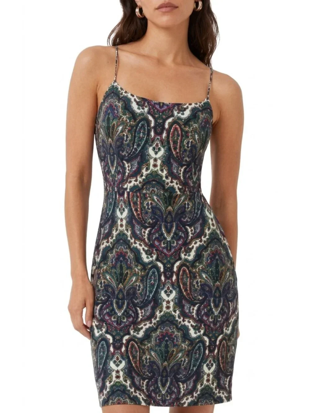 J.Crew Silk Paisley Slip Dress Purple Green Boho Spaghetti Strap Summer Cocktail